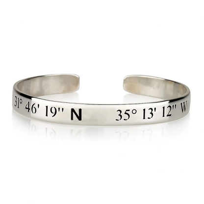 Silver 925 Personalized Longitude and Latitude Bracelet - FKJBRLSLU6264