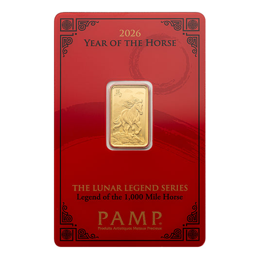 Pamp Suisse Lunar Legends 2026 Year of the Horse 5 Gram Gold Bar 24KT - FKJGBR24K6894