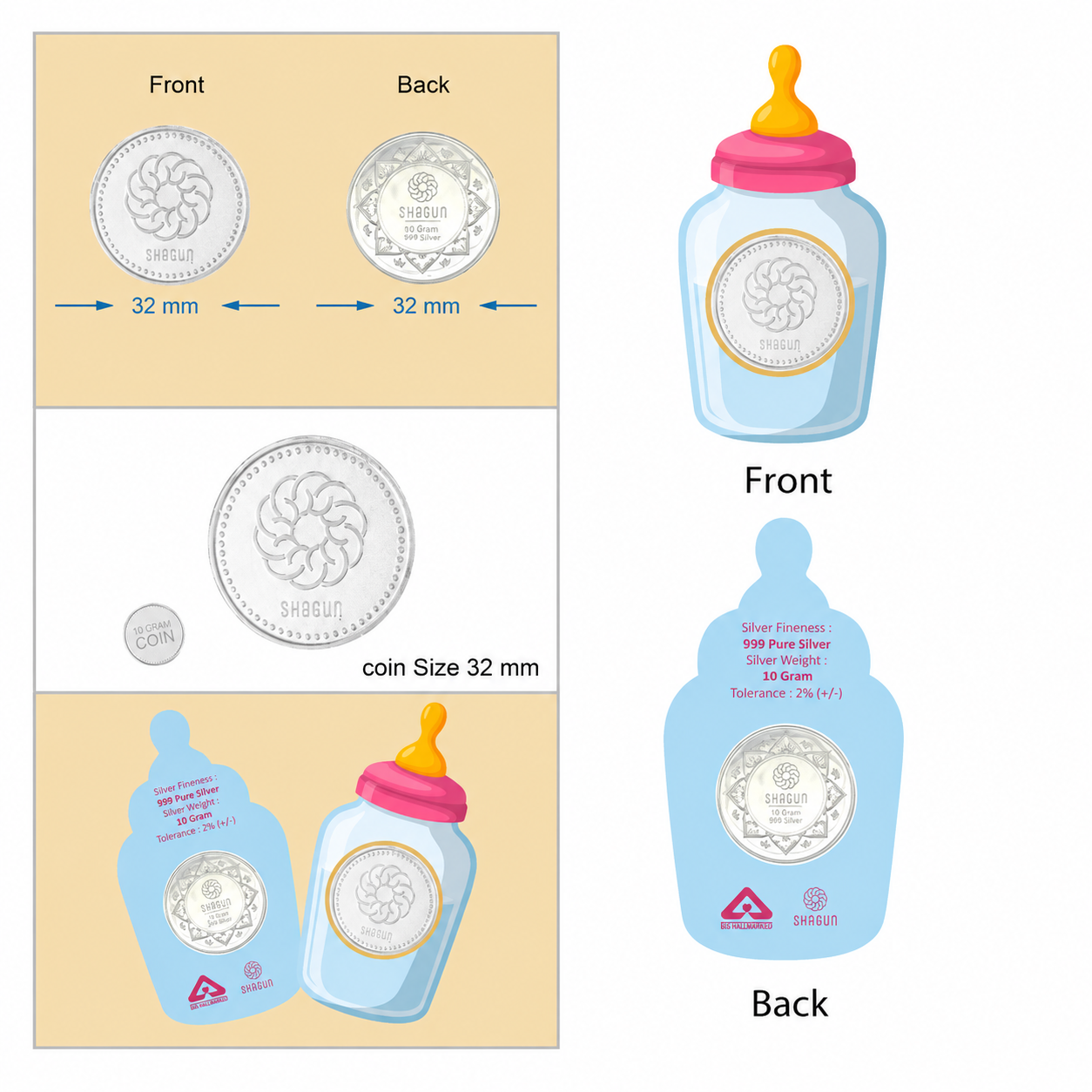 Milk Bottle 10 Grams Silver Coin Acrylic Packing - FKJCONSL7005