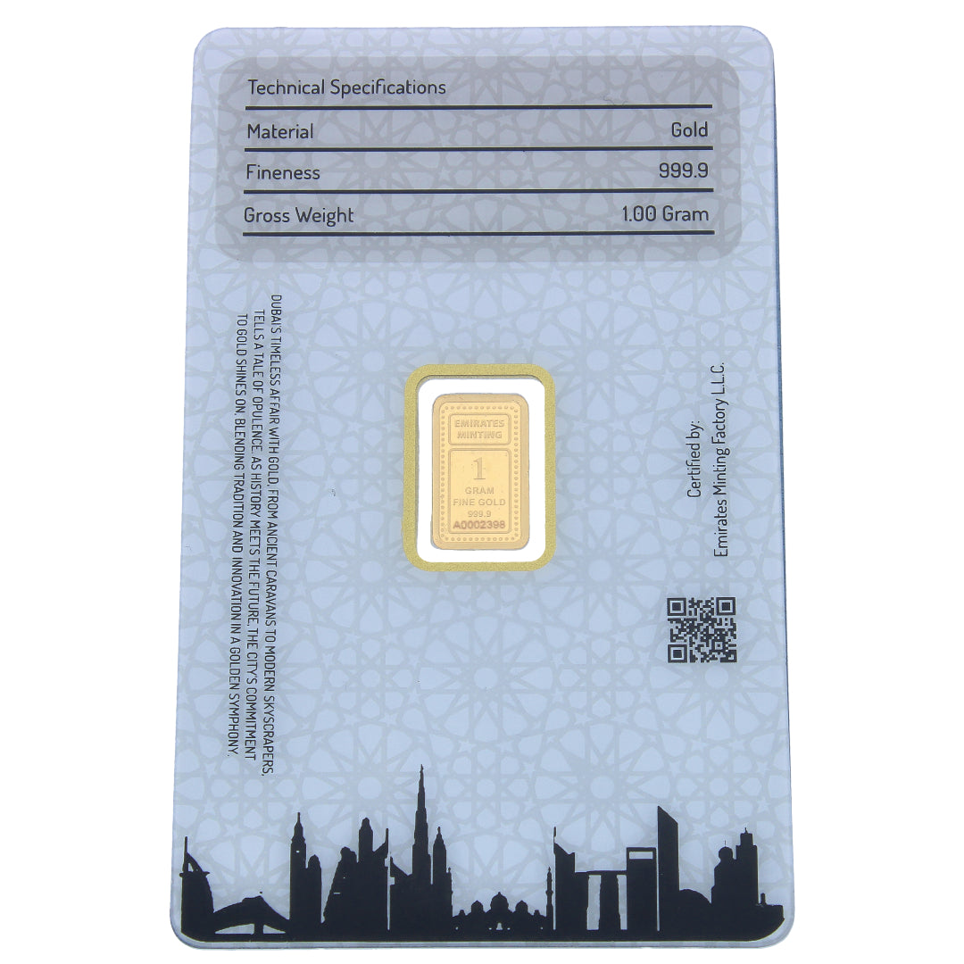 Emirates Minting 1 Gram Kaaba Gold Bar 999.9 Purity - FKJGBR24K2347