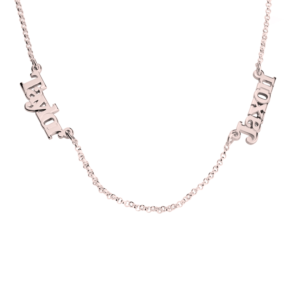 Gold & Silver Personalized Multi Name Necklace - FKJNKLU6152