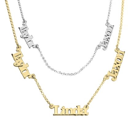 Gold & Silver Personalized Multi Name Necklace - FKJNKLU6152