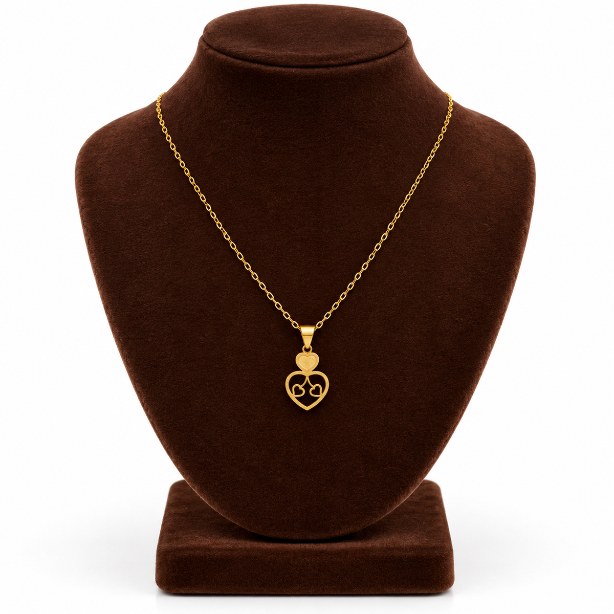 Gold Necklace (Chain with Twin Hearts Pendant) 18KT - FKJNKL18K2332