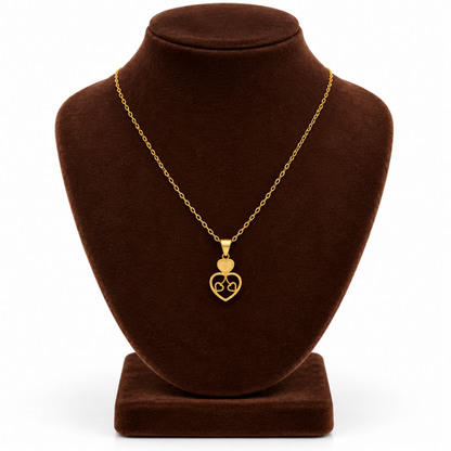 Gold Necklace (Chain with Twin Hearts Pendant) 18KT - FKJNKL18K2332