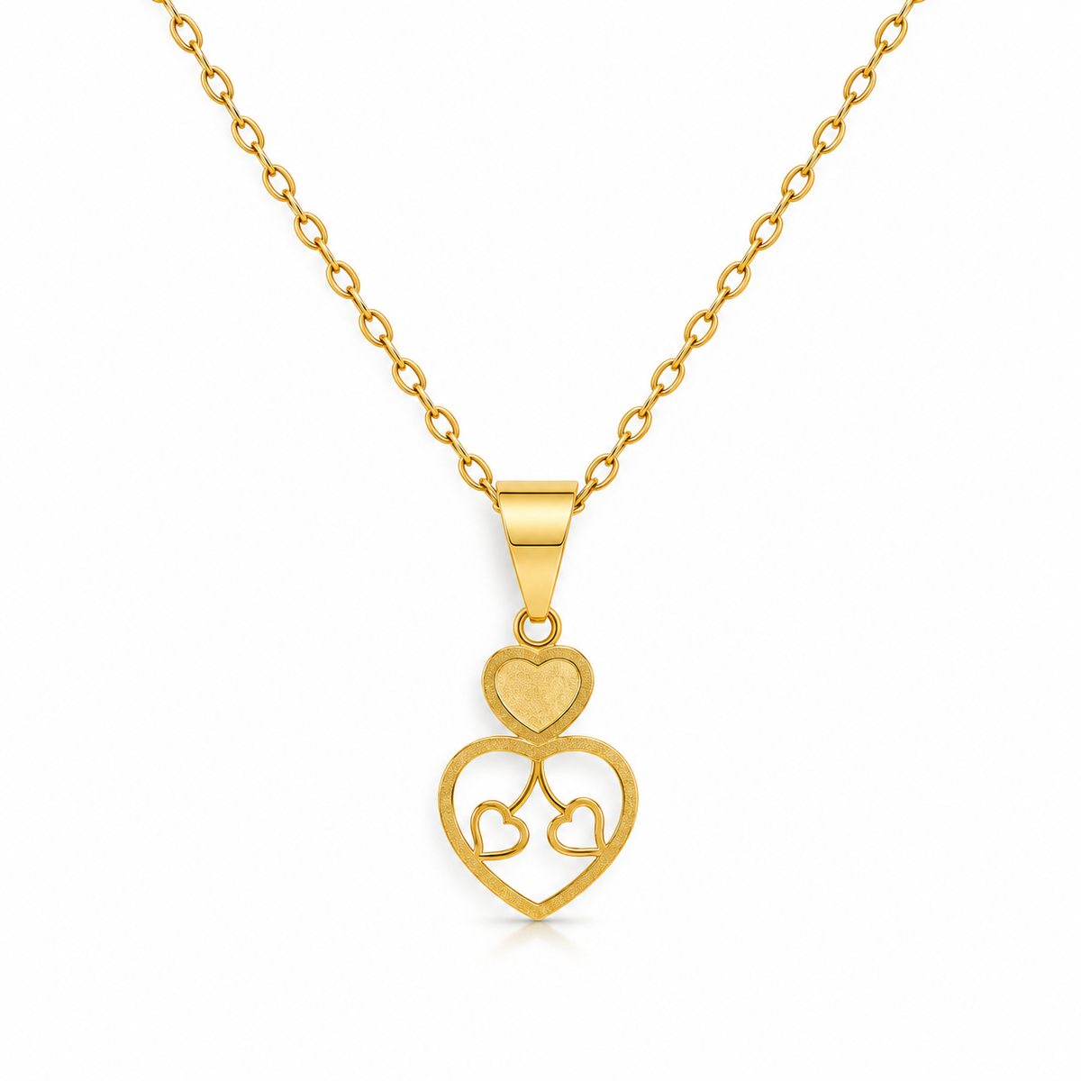Gold Necklace (Chain with Twin Hearts Pendant) 18KT - FKJNKL18K2332