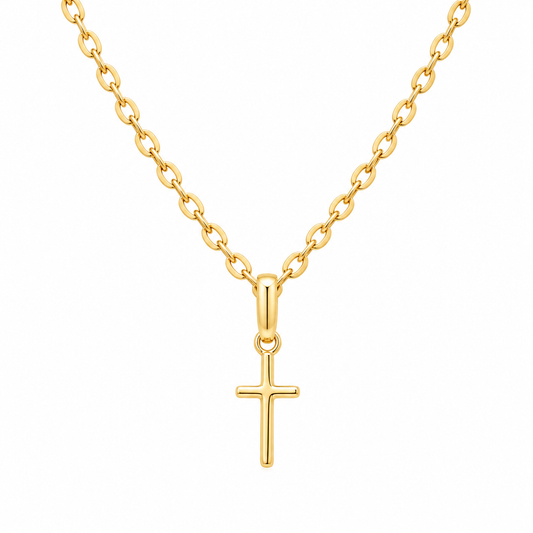 Gold Necklace (Chain with Cross Shaped Pendant) 18KT - FKJNKL18KU6608