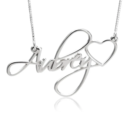 Silver 925 Personalized Name with Heart Necklace - FKJNKLSLU6171