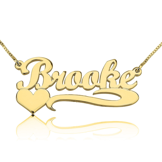 Gold & Silver Personalized Name Necklace with Heart - FKJNKLU6166