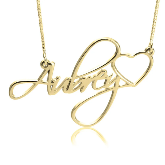 Gold & Silver Personalized Name with Heart Necklace - FKJNKLU6171