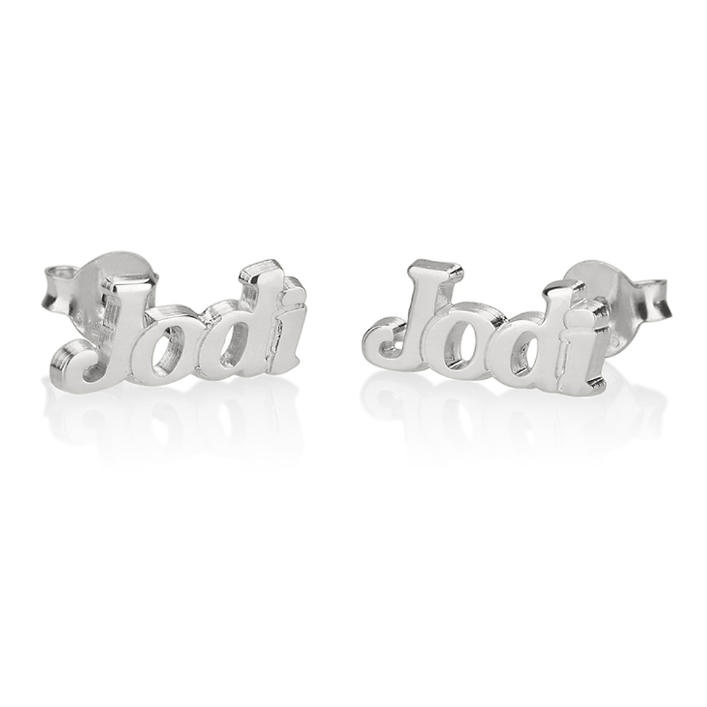 Silver 925 Personalized Name Stud Earrings - FKJERNSLU6246