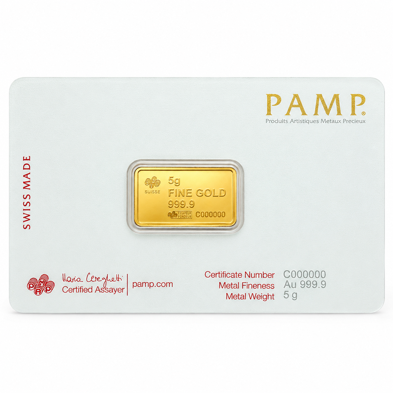 PAMP Suisse 5 Grams America the Free Bald Eagle Gold Bar 24KT - FKJGBR24K6953