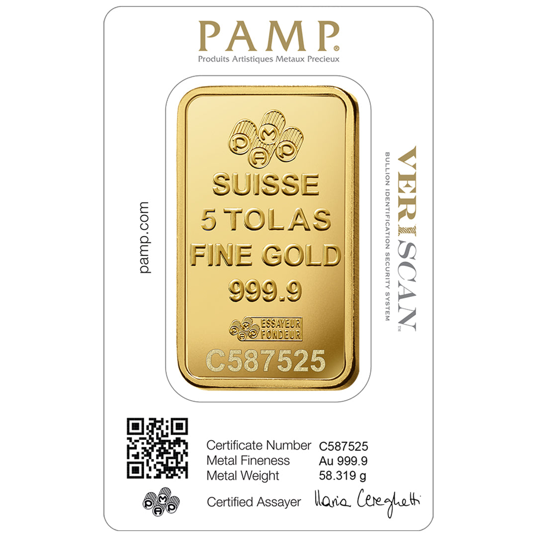 Pamp Suisse Queen Fortuna 5 Tola Gold Bar 24KT - FKJGBR24K2182