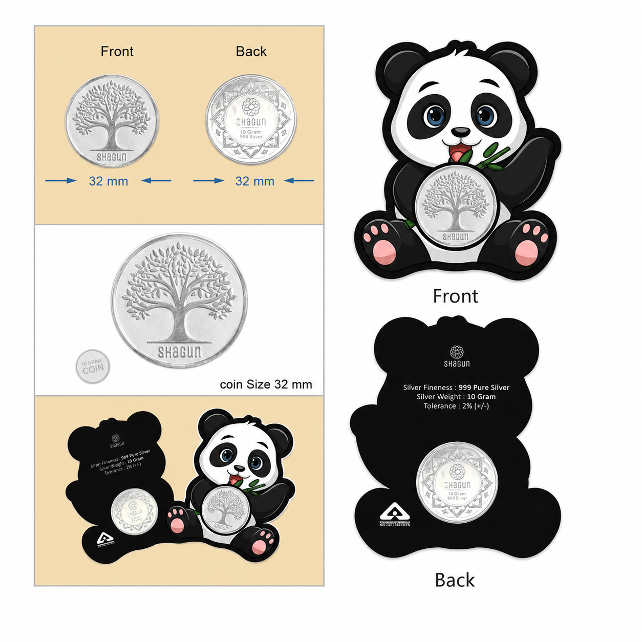 Panda 10 Grams Silver Coin Acrylic Packing - FKJCONSL7000
