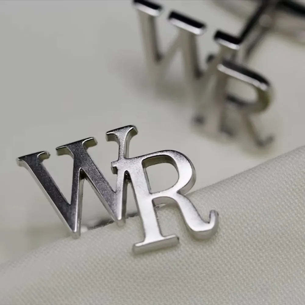 Silver 925 Personalised Double Letter Cufflink - FKJCFLSLU6277