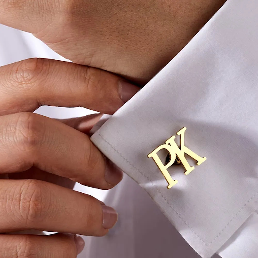 Silver 925 Personalised Double Letter Cufflink - FKJCFLSLU6277