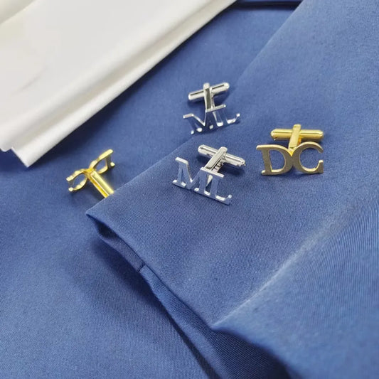 Gold & Silver Personalised Double Letter Cufflink - FKJCFLU6277