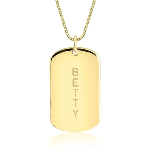 Gold & Silver Personalized Dog-Tag Name Necklace - FKJNKLU6202