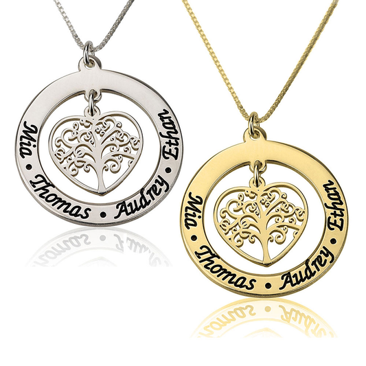 Gold & Silver Personalized Family Tree Necklace - FKJNKLU6219