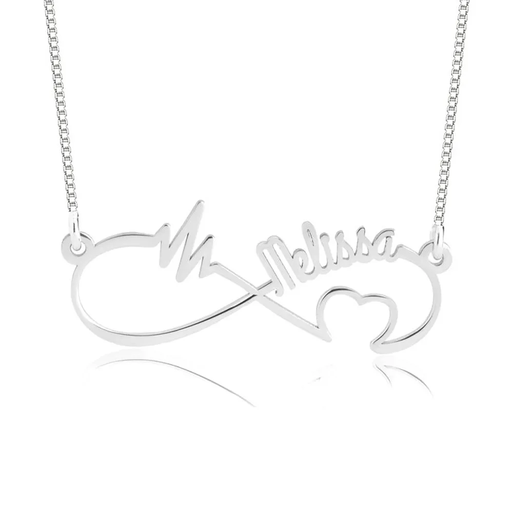 Gold & Silver Personalized Infinity Heartbeat Necklace - FKJNKLU6216