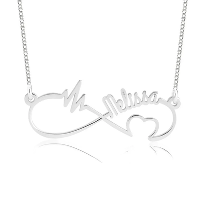 Gold & Silver Personalized Infinity Heartbeat Necklace - FKJNKLU6216