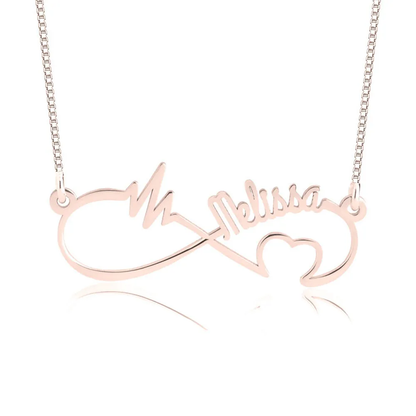 Gold & Silver Personalized Infinity Heartbeat Necklace - FKJNKLU6216