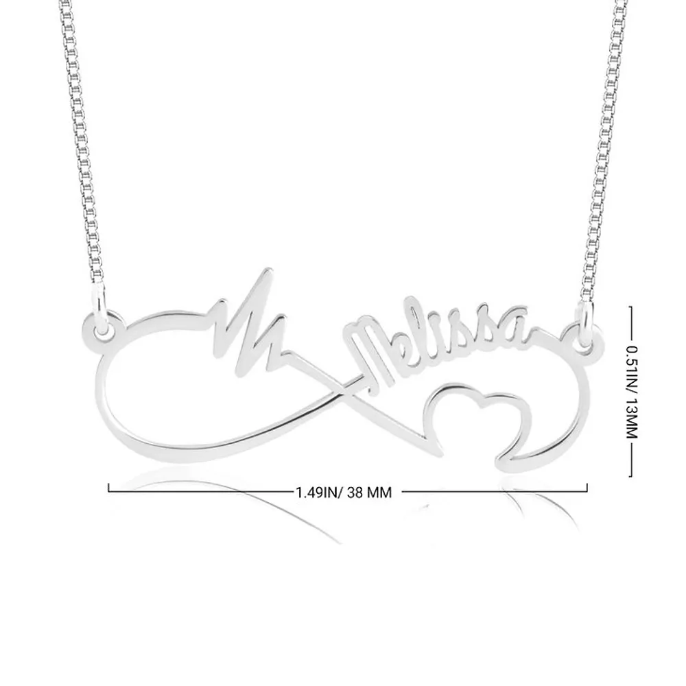 Gold & Silver Personalized Infinity Heartbeat Necklace - FKJNKLU6216