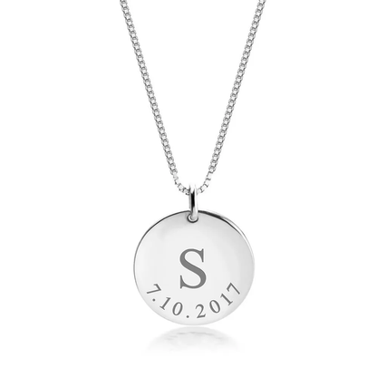 Gold & Silver Personalized Initial & Date Necklace - FKJNKLU6187