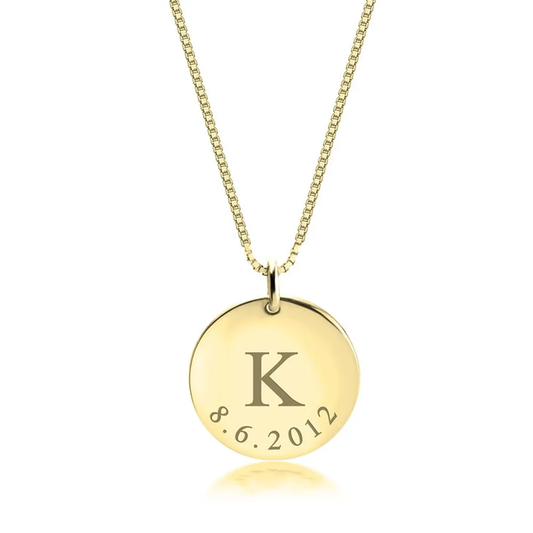 Gold & Silver Personalized Initial & Date Necklace - FKJNKLU6187