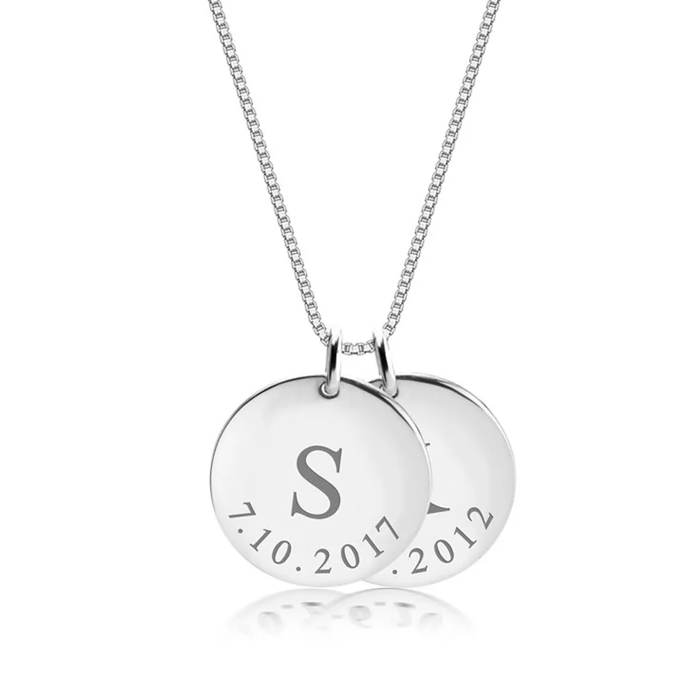 Gold & Silver Personalized Initial & Date Necklace - FKJNKLU6187