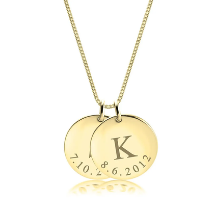 Gold & Silver Personalized Initial & Date Necklace - FKJNKLU6187