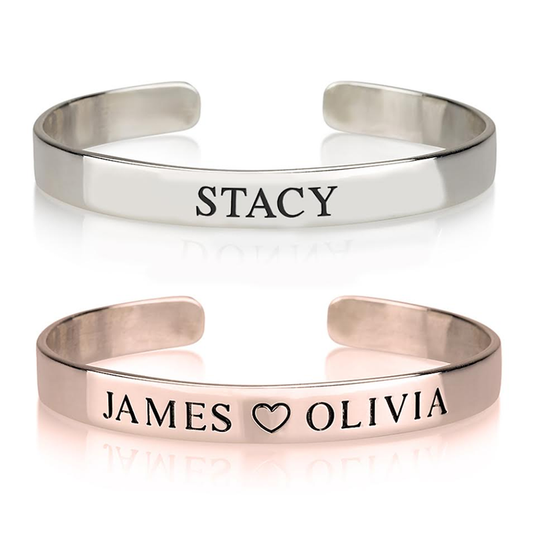 Gold & Silver Personalized Name Bangle Bracelet - FKJBRLU6258