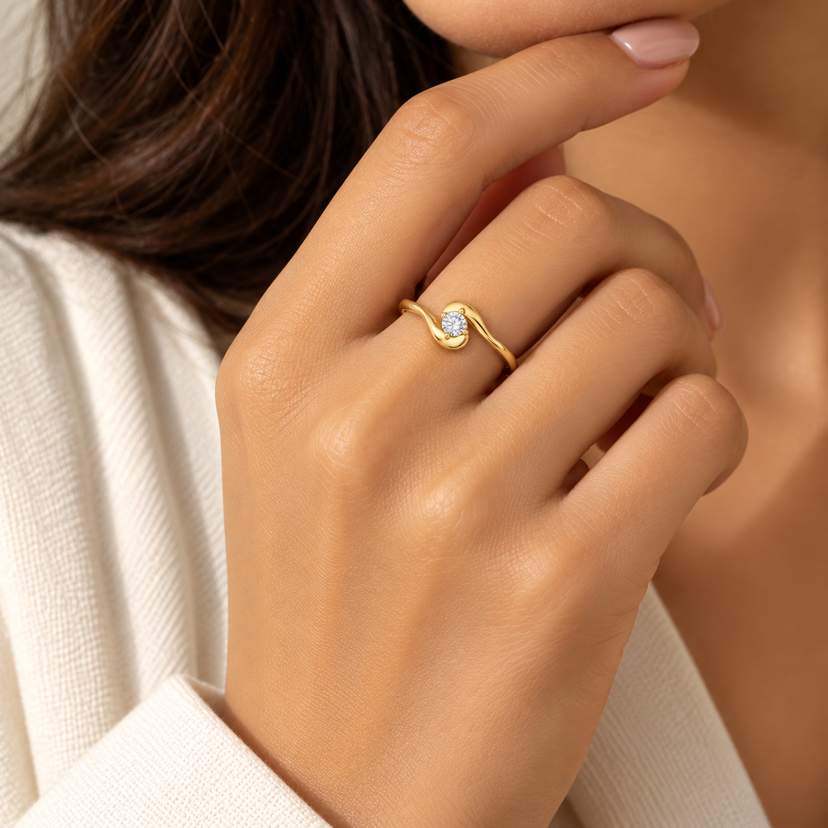 Gold Solitaire Ring 18KT - FKJRN18KU2008