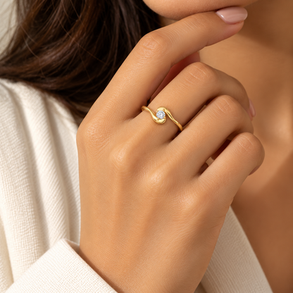 Gold Solitaire Ring 18KT - FKJRN18KU2008