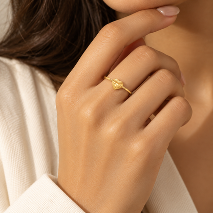 Gold Heart Shaped Ring 18KT - FKJRN18KU2009