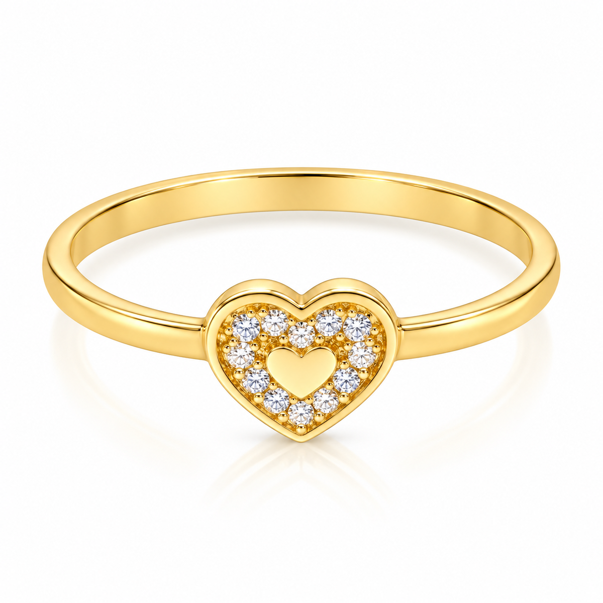 Gold Heart Shaped Ring 18KT - FKJRN18KU2016