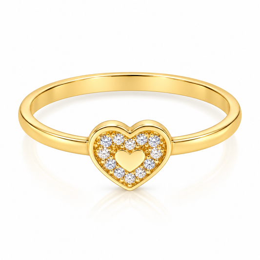 Gold Heart Shaped Ring 18KT - FKJRN18KU2016