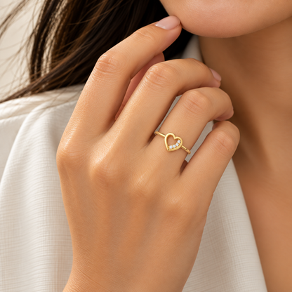 Gold Heart Shaped Ring 18KT - FKJRN18KU2017
