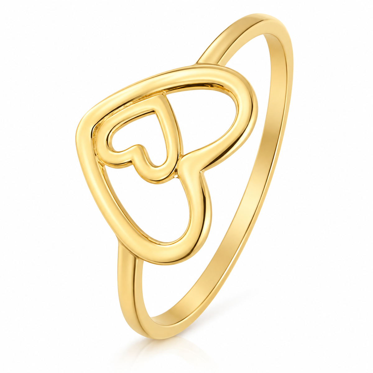 Gold Twin Hearts Shaped Ring 18KT - FKJRN18KU2019