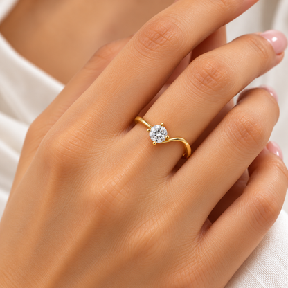 Gold Solitaire Ring 18KT - FKJRN18KU2086