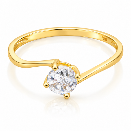 Gold Solitaire Ring 18KT - FKJRN18KU2086