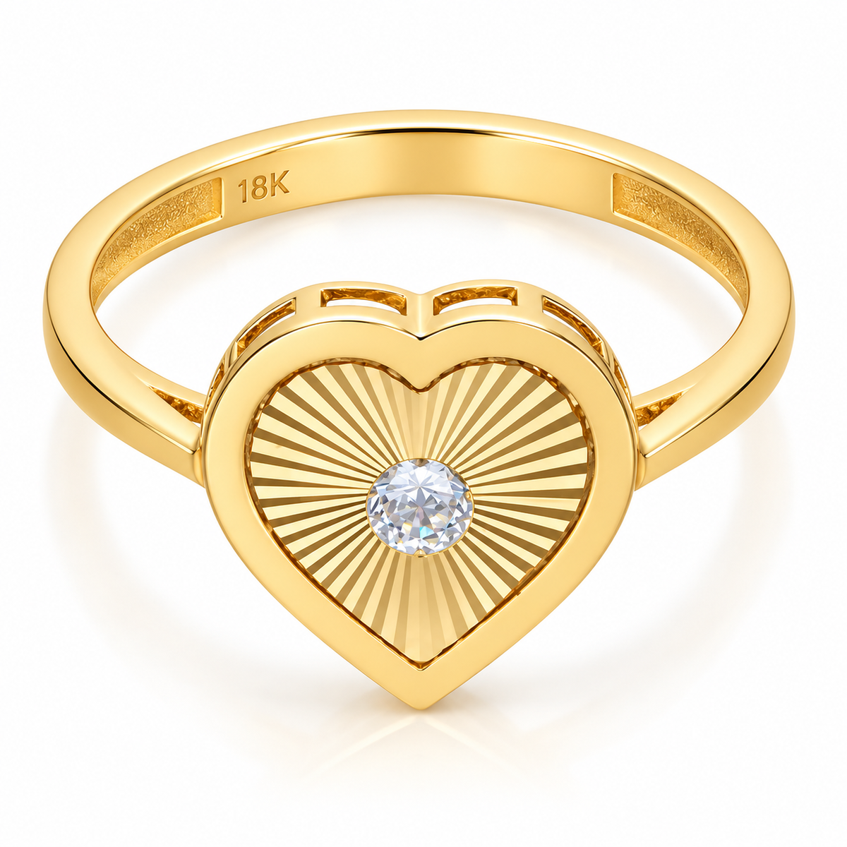 Gold Heart Shaped Ring 18KT - FKJRN18KU2094