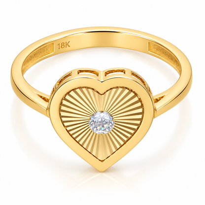 Gold Heart Shaped Ring 18KT - FKJRN18KU2094