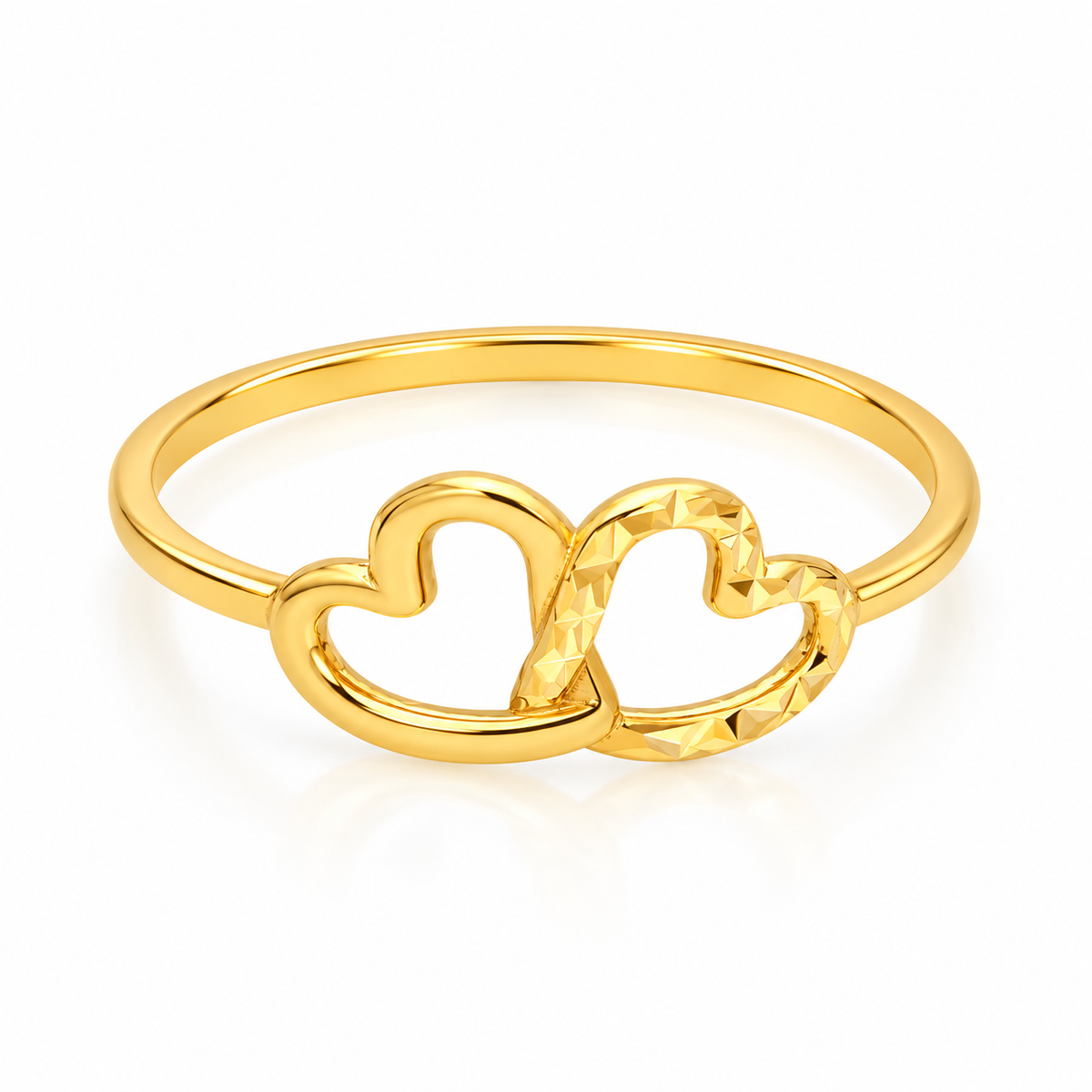 Gold Twin Hearts Ring 18KT - FKJRN18KU2103