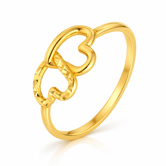 Gold Twin Hearts Ring 18KT - FKJRN18KU2103