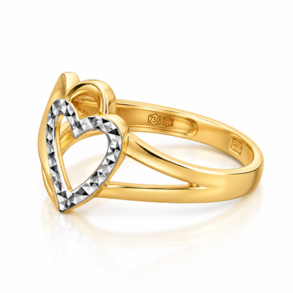 Gold Twin Hearts Ring in 18KT - FKJRN18K2171