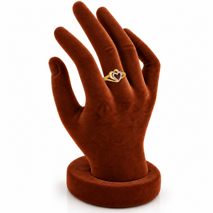 Gold Twin Hearts Ring in 18KT - FKJRN18K2171