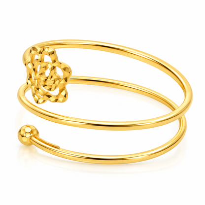 Gold Spiral Ring with Flower 18KT - FKJRN18K2891