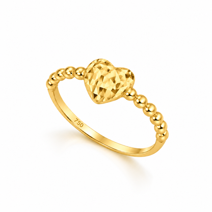 Gold Heart Shaped Ring 18KT - FKJRN18KU6136