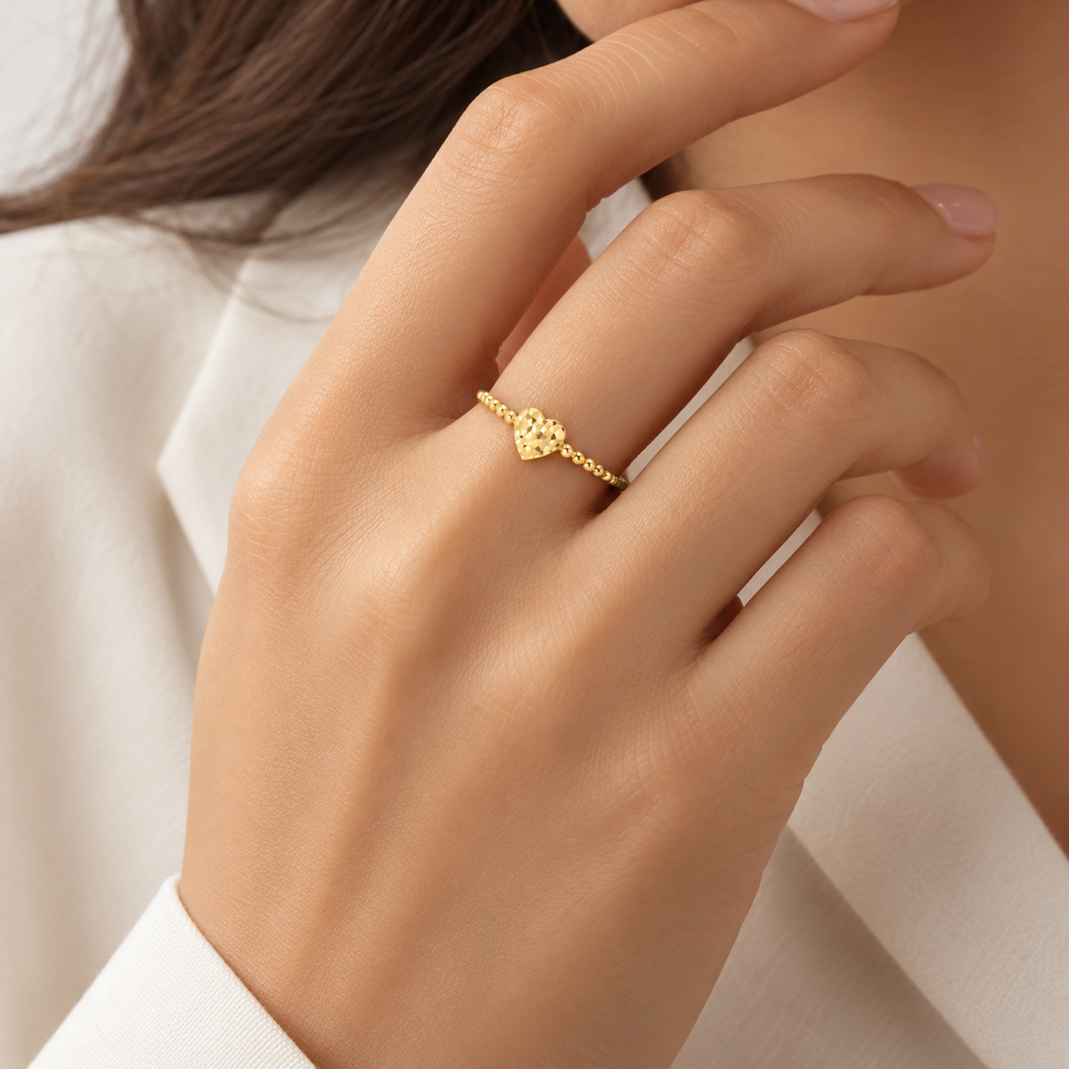 Gold Heart Shaped Ring 18KT - FKJRN18KU6136
