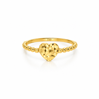 Gold Heart Shaped Ring 18KT - FKJRN18KU6136